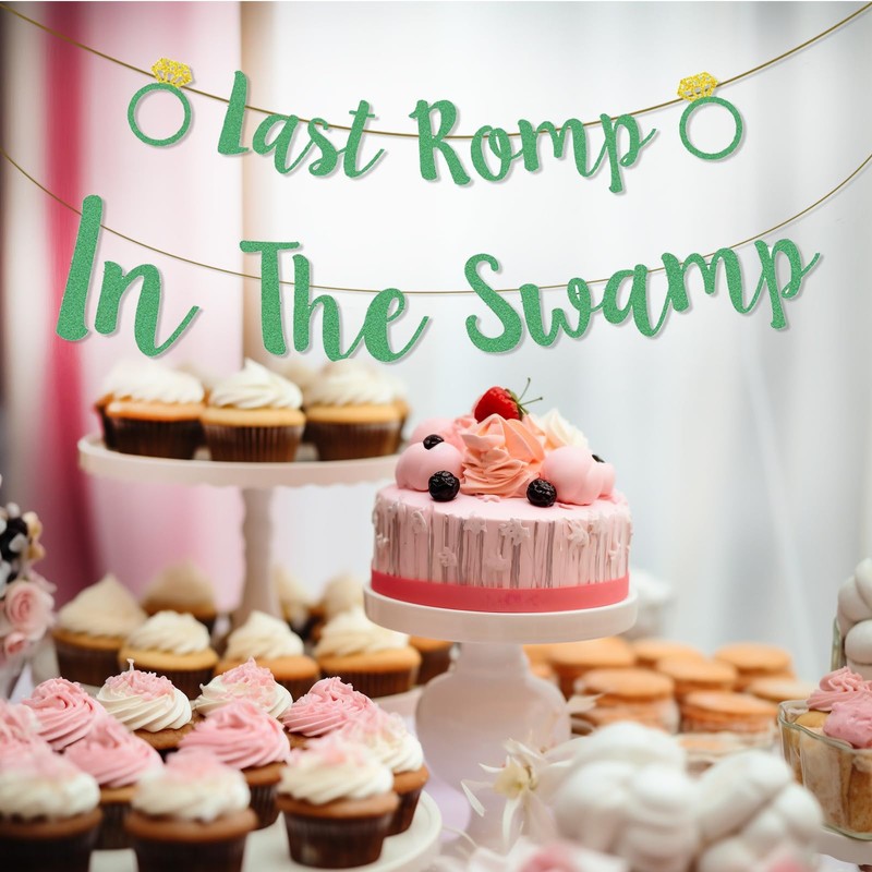 Pre-Strung Last Romp in The Swamp Banner, Glitter Green Bachelorette