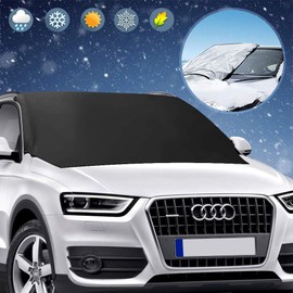 LEWONPO Car Windshield Snow Cover, Car Windscreen Frost Cover, Magnetic Edges Car Snow Cover, Frost Guard Protector, Windshield Dust Cover Frost Snow Ice Cover in all Weather (210 x 120 cm)