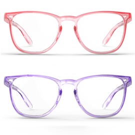 MEIGIX Stylish Safety Glasses, Clear Anti-Fog Anti-Scratch Protective Glasses For Men And Women（Pink+Purple（2 Pack））