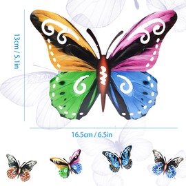 Pack of 4 Metal Butterfly Wall Decoration, Butterfly Ornaments, Garden Decoration and Wall Art for Living Room, Balcony, Patio, Outdoor Fences and Sheds - Weatherproof Metal Butterfly Sculptures