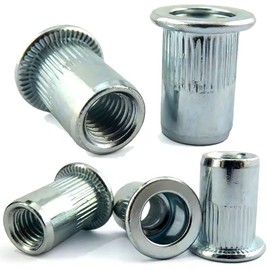 KADco® M6 Rivet Nuts Flat Head Threaded Insert Blind Rivnut Nutserts Nuts Rivnuts Kit Pull Cap Rivet Nut for Automotive Electrical Metal Wood Steel Bright Zinc Plated M6(Pack of 50)