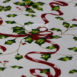 Tektrum 60 X 102 inch 60"X102" Rectangular Seasonal Christmas Ribbons Engineered Printed Tablecloth Table Cover - Wrinkle Free - Great for Banquet, Parties, Dinner, Kitchen, Restaurant, Holidays