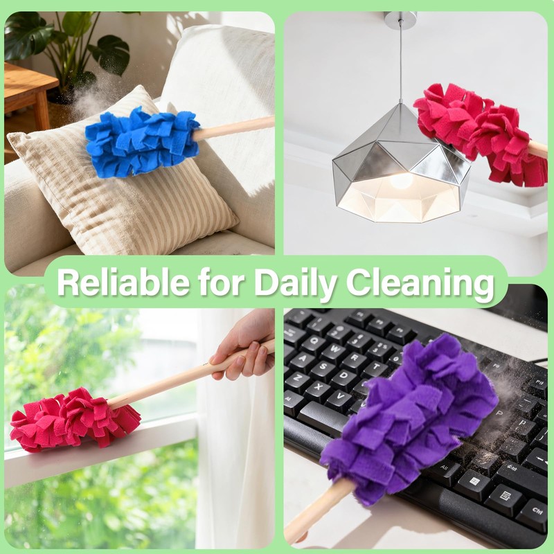WRINGKIT 15 Pieces Reusable Duster Refill, 360° Heavy Duty Fleece