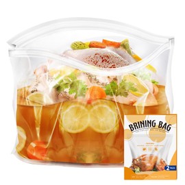 Turkey Brining Bag,Extra Large Brine Bags for Turkey Thickened Brining Bag with 2 Strings and 2 Clips,Holds Up to 35lb for Thanksgiving Turkey,Chicken, Beef-26"×22"-2 Brine bags