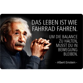 Schatzmix Metal Sign with Einstein Quote “Das Leben ist wie Fahrrad", Wall Decoration, 20 x 30 cm Tin Sign, Sheet Metal, Multi-Coloured