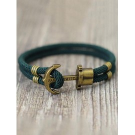 Fashion Vintage Anchor Bracelet, 1 Count Men's Classic Bracelet, Fashionable Hand Jewelry for Men, Casual Matching Jewelry for Party, Daily Clothing Decor - Color: Navy Blue, Specification: one-size