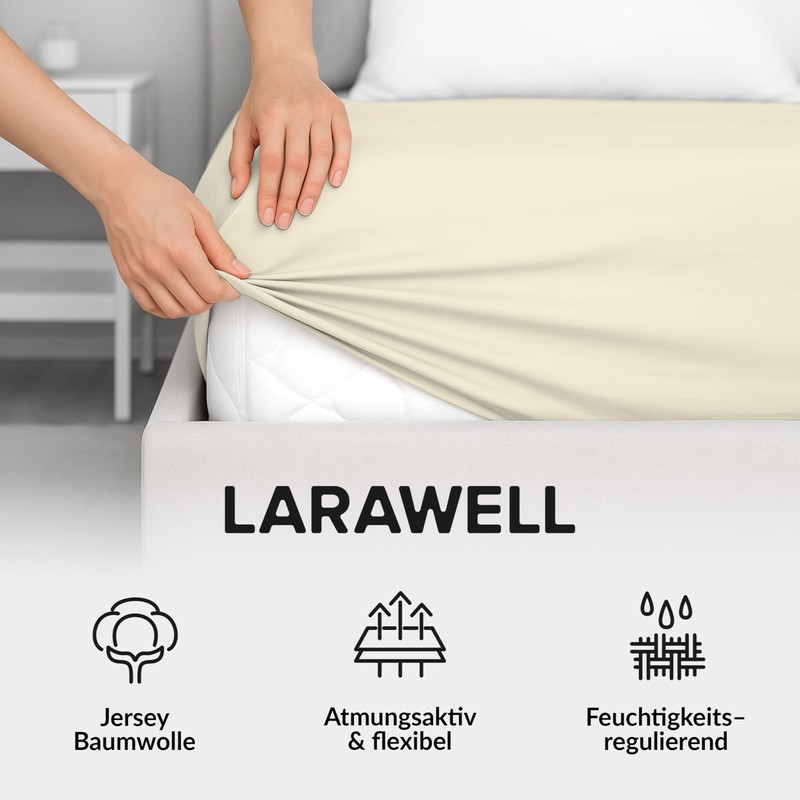 LARAWELL Fitted Sheet 180 x 200 cm Cotton up to