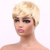 BM Peluca Corta De Cabello Humano Natural, Peluca Rubia Con