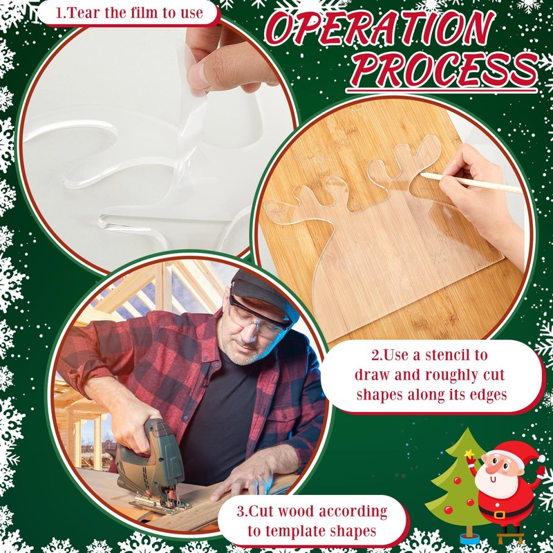 Maitys 3 Pcs Christmas Acrylic Router Templates for Woodworking 10