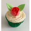 12 Pretty Red Wafer Roses & 24 Wafer Leaves- Edible