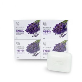 Mugunghwa Natural Beauty Lavender Soap (90g x 4pcs) - Facial & Bath Soap Set Lavender Scent 2ea