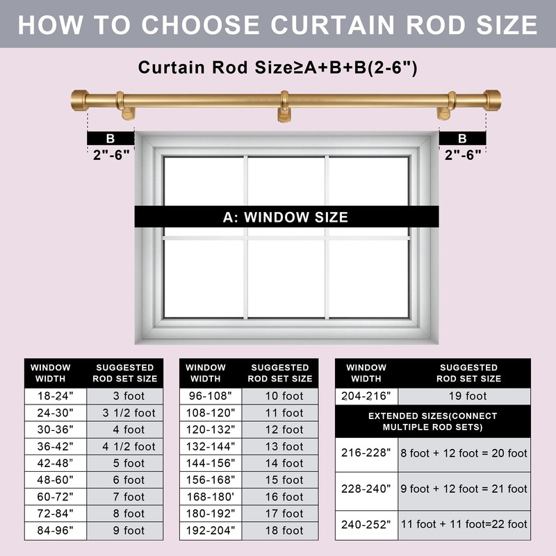 Lwiiom Heavy Duty Curtain Rods,1 1/4" Large Diameter Premium Nonadjustable
