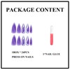 MERVF Long Stiletto Press on Nails Fake Nails Purple Aura