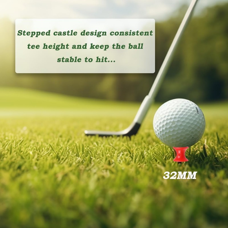 DAZISEN Golf Tees Plastic - 32MM Durable Small Castle Golf