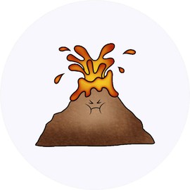 24 x 40mm Round 'Angry Volcano' Stickers (SK00042392)