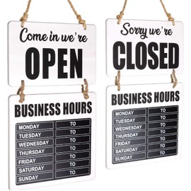 Excello Global Products Business Hours Hanging Chalkboard Rustic Welcome Chalk Boards for Restaurant Door Sign (Double Sided Open/Closed) Hangable & Decorative