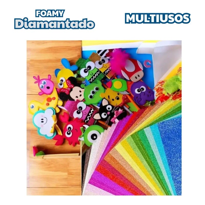 Foamy Diamantado Pliego 56x43 Premium 10 Piezas Foamy Pliego