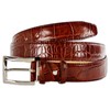 PASQUALE CUTARELLI Mens Crocodile Pattern Italian Leather Belt Burgundy Small