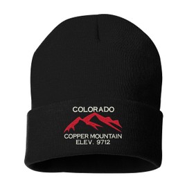ALLNTRENDS Colorado Copper Mountain Embroidered Beanie Warm Hat Winter Cap Adult Graphic Beanies (Black)