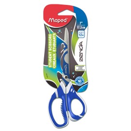 Maped Zenoa Soft Handle Student Scissors, Kids, 7 Inch, Pointed Tip, Right & Left Handed, Assorted Colors (597249)
