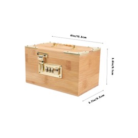 FRCOLOR Vintage Treasure Chest Piggy Bank with Password Lock Retro Bamboo Storage Box for Coins Jewelry and Keepsakes Delicate Lightweight Decorative Organizer for Home and