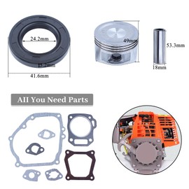 Haishine 68 mm Piston Rings Seal Shaft Seal Overhaul Kit for Honda GX160 GX200 168F 5.5/6.5HP 2-3.5kW Petrol Generator Trimmer Engine