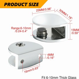 Alise Glass Shelf Bracket Adjustable Shower Brackets,Heavy Duty Clamp Holder for 6-10mm Glass Shelves,Wall Mount Clamps Clip Support Hardware Replacement Parts,BL3010-4P Polished Chrome Pack of 4