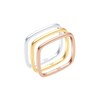 Elli 0602451216 Women's Ring Tri Colour Statement Square Set Gold-Plated