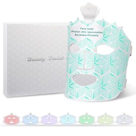 Máscara LED Facial para Cuidado de la Piel, Terapia de Luz Roja e Infrarroja para Rejuvenecimiento Facial, Mascarilla Facial con 7 Colores de Luz,... 