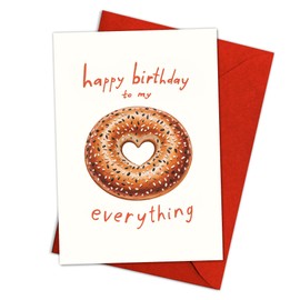 Podagree Funny Donut Birthday Card, Happy Birthday to My Everything Greeting Card for Boyfriend, Girlfriend, Husband, Wife, Cute Love Birthday Card for Him Her, Blank Inside with Envelope, 8x5.3 Inch