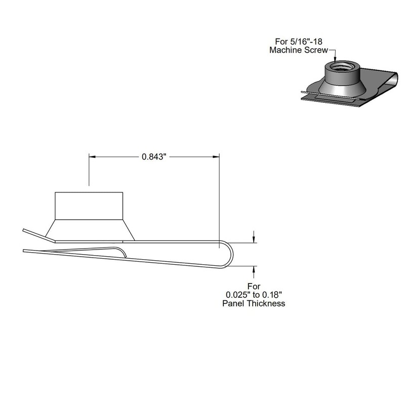5/16"-18 Long Stainless Steel U -Style Clip-On Nut,U-Type Fasteners (Pack