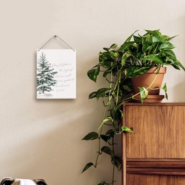 FUGWN Christmas Tree Christian Scripture Xmas Hanging Wooden Signs 8x10, Christian Christmas Wall Decor, Luke 2:14 Christmas Tree Wall Decor, Bible Verse Peace On Earth Christmas Winter Hanging Sign