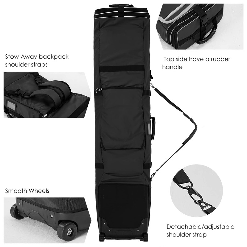 XCMAN Roller Snowboard Bag With Wheels 63-75Inch Adjustable Length Padded