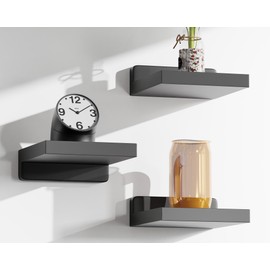 QsQueen Small Floating Shelves Mini Shelves Hanging Display 5 Inch Wall Shelf for Bathroom Livingroom Bedroom,3 Pack, with 2 Types of Installation, Great for Room Decor