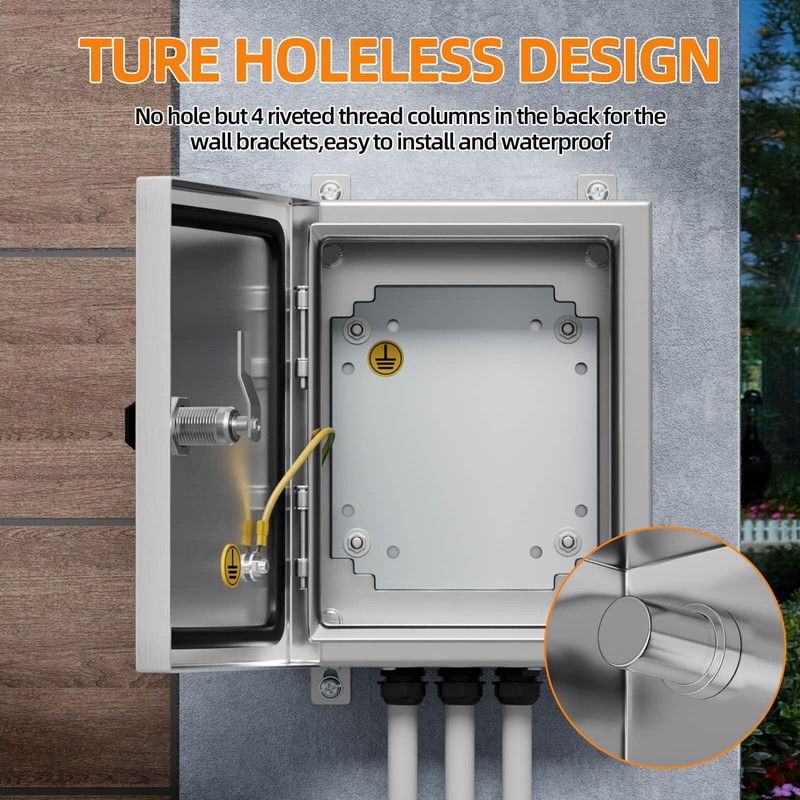 KWONONG Stainless Steel Enclosure, IP65 Waterproof Electrical Box for Indoor