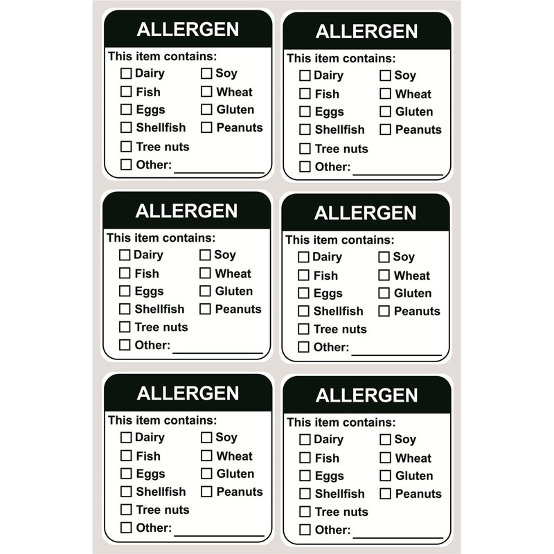 Allergen Warning Label Stickers,2inch 300pcs Food Allergy Warning Sticker for