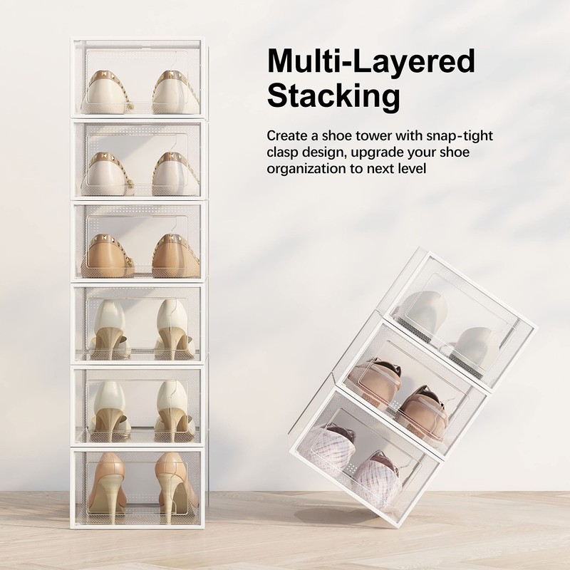 SEE SPRING X-Large Shoe Storage Box Fit Size 11, Clear