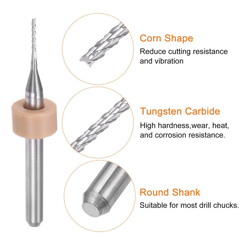 sourcing map 10pcs End Mill Bits 0.8mm Solid Carbide CNC