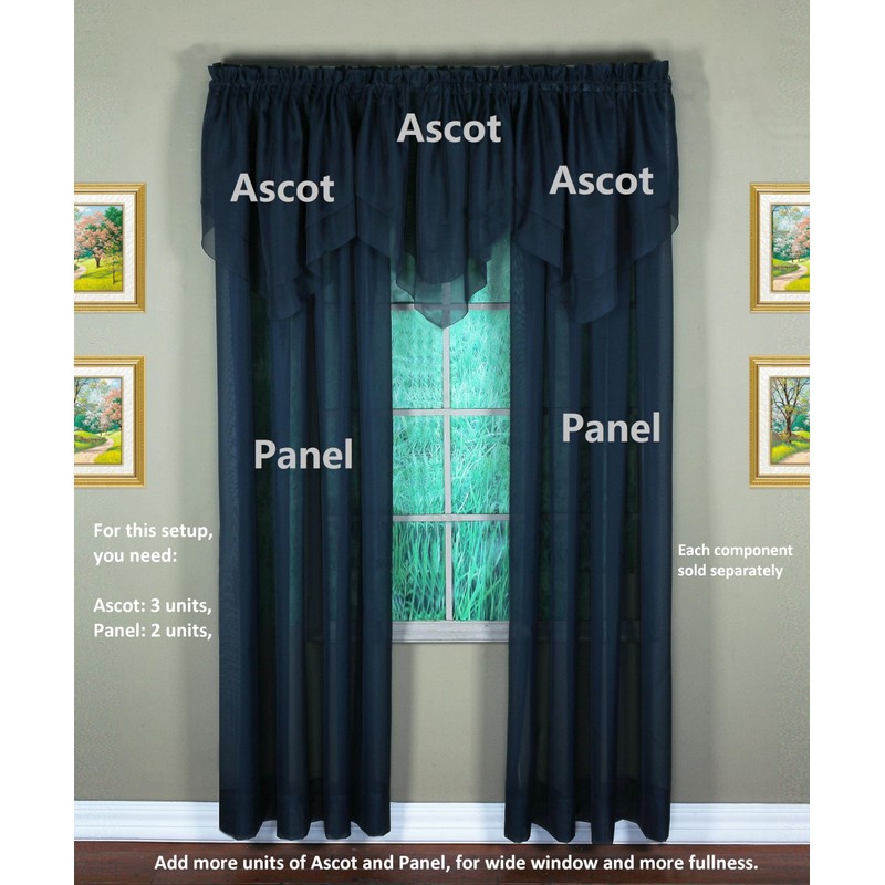 Today's Curtain Emelia Original Voile Ascot 25", Navy, 40" W