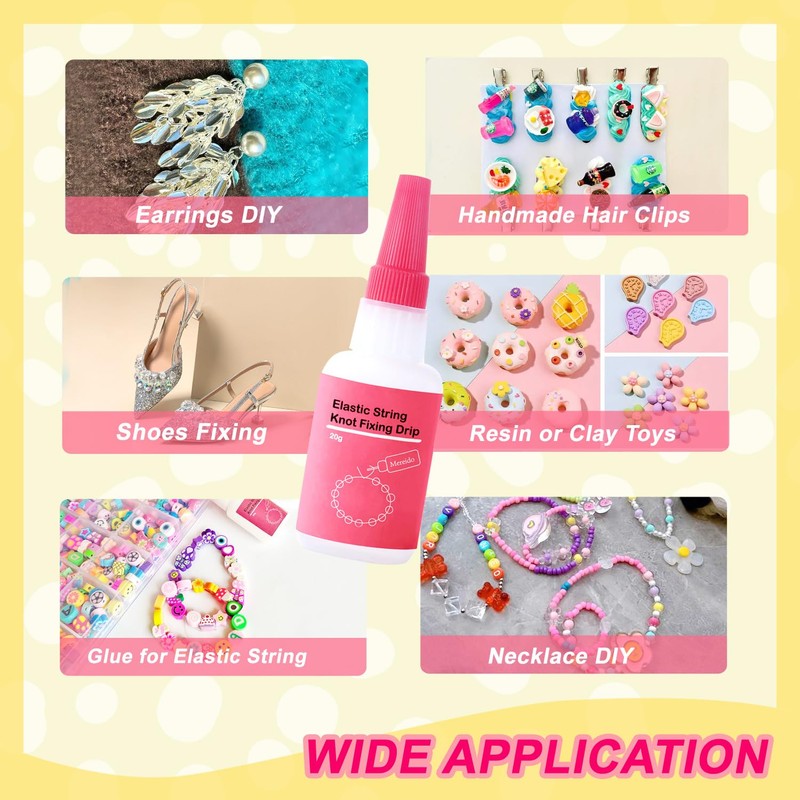 8 Pack Elastic String Knot Fixing Drip, Clay Beads Bracelet