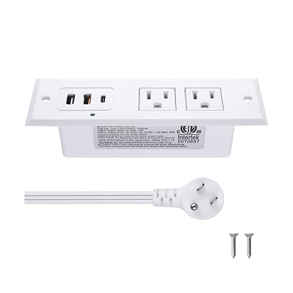 CCCEI Recessed Power Strip with 18W USB C Port, Fast