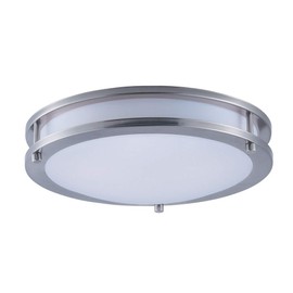 Maxim 55542WTSN Linear LED Commercial Grade Energy Efficient Opal Acrylic Drum Flush Mount Ceiling Lighting, 1-Light 15 Watt, 6"H x 12"W, Satin Nickel
