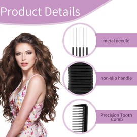 Lift Teasing Combs with Metal Prong 2 Pack Salon Teasing Back Combs Lifting Fluffing Comb with Metal Pick