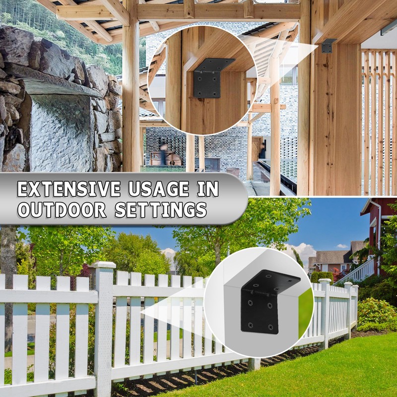 MOZCORN 4 Pack L Brackets for Wood Matte Black Strong