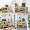 BAMBUROBA Shoe Rack Storage Bench Bamboo Organizer Entryway Organizing Shelf