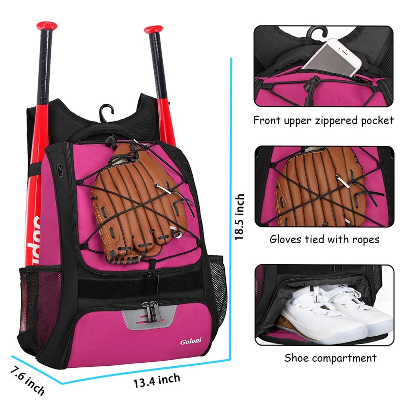Goloni Baseball Bag,Backpack for Baseball, T-Ball & Softball Equipment &