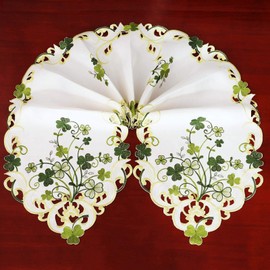 Simhomsen Embroidered Irish Clover St. Patrick’s Day Table Runner, Spring Shamrock Decorations (14 x 89 inches)