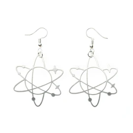 Miniblings Atom Earrings Planets School Chemistry Physics Stainless Steel Silver Handmade Fashion Jewellery I Earrings Silver-Plated