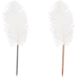 siktorrwd 2Pcs Feather Pen, Feather Ballpoint Pens, Black Ink Pens Wedding Signing Pen, Ballpoint Pen for School Office Writing Signatures Party Favors (Sliver and Rose gold)