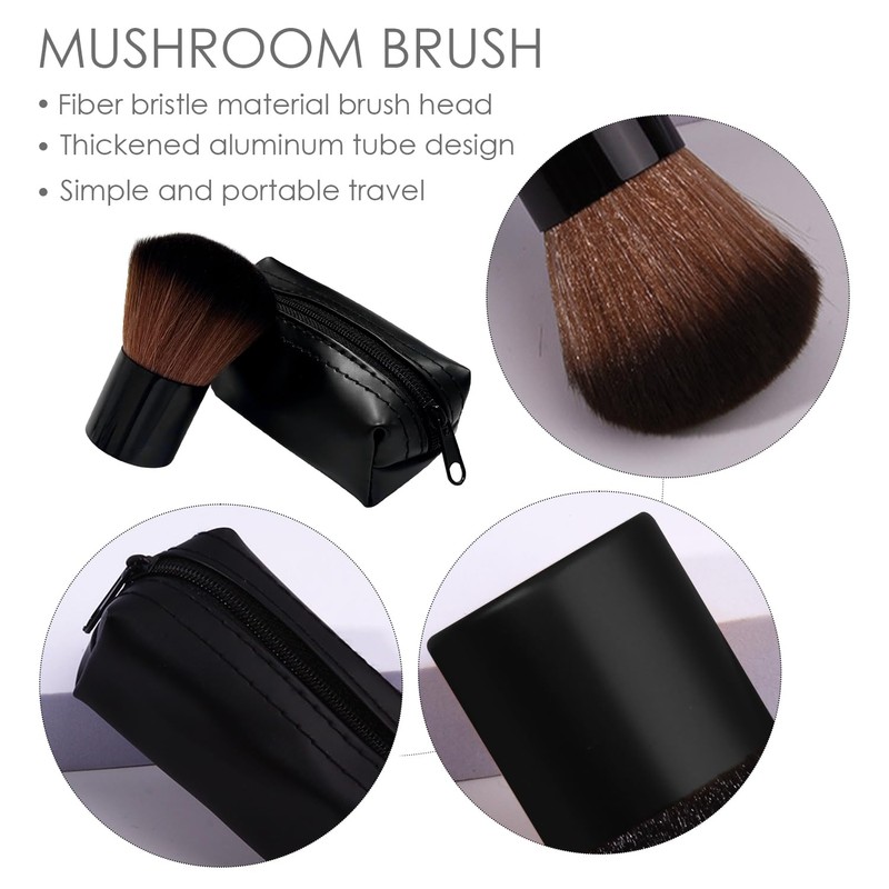 1 Mushroom Shaped Brush with 1 Storage Bag, Black Foundation